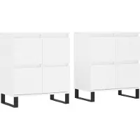vidaXL Sideboards 2 pcs. Blanc Bois composite