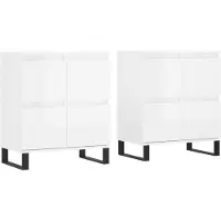 vidaXL Sideboards 2 pcs. Blanc brillant Matériau dérivé du bois