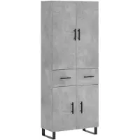 vidaXL Highboard gris béton 69,5x34x180 cm Bois composite