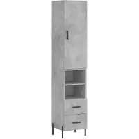 vidaXL Highboard gris béton 34,5x34x180 cm Bois composite