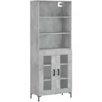 vidaXL Highboard gris béton 69,5x34x180 cm Bois composite