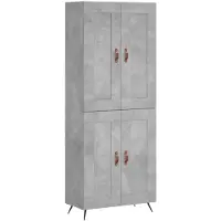 vidaXL Highboard gris béton 69,5x34x180 cm Bois composite