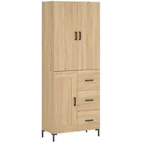 vidaXL Highboard chêne Sonoma 69,5x34x180 cm Matériau dérivé du bois