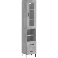 vidaXL Highboard gris béton 34,5x34x180 cm Bois composite