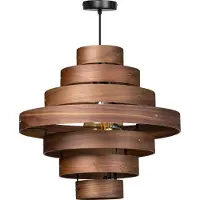 Eth Lampe à suspension robuste Walnut 7 anneaux bois marron