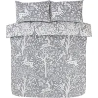 Finest Homeware Christmas Winter Forest Bettwäsche für Doppelbett, Grau 200x200cm