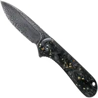 CIVIVI Couteau pliant Elementum Damascus, shredded carbon fiber/gold
