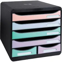 Exacompta Bloc à tiroirs BIG BOX MAXI AquarelExacompta, 4 tiroirs pour format A4/A4+ &amp; 2 tiroirs allongés, arrêt de l'extraction &amp; poignée encastrée, plastique recyclé, noir