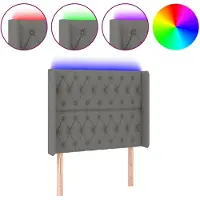 vidaXL Tête de lit LED gris foncé 103x16x118/128 cm Tissu