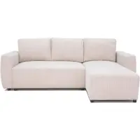 Merkloos Canapé d'angle convertible réversible 3-4 places PHARELL - Velours côtelé beige - Coffre de rangement - L 230x P 155 x H 95 cm