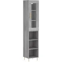 vidaXL Highboard Gris Sonoma 34,5x34x180 cm Matériau dérivé du bois