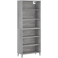 vidaXL Highboard Gris Sonoma 69,5x32,5x180 cm Matériau dérivé du bois