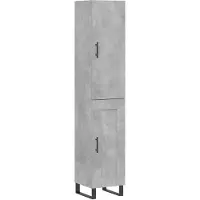 vidaXL Highboard gris béton 34,5x34x180 cm Bois composite