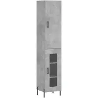 vidaXL Highboard gris béton 34,5x34x180 cm Bois composite