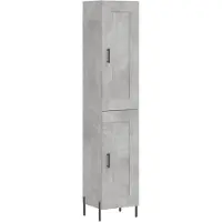 vidaXL Highboard gris béton 34,5x34x180 cm Bois composite