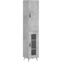 vidaXL Highboard gris béton 34,5x34x180 cm Bois composite