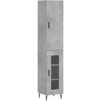 vidaXL Highboard gris béton 34,5x34x180 cm Bois composite