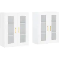 vidaXL Armoires murales 2 pcs. Blanc Bois composite