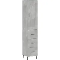 vidaXL Highboard gris béton 34,5x34x180 cm Bois composite