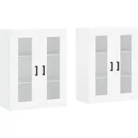 vidaXL Armoires murales 2 pcs. Blanc Bois composite