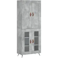 vidaXL Highboard gris béton 69,5x34x180 cm Bois composite