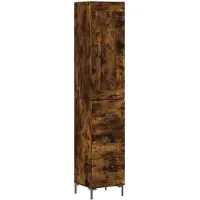 vidaXL Highboard chêne fumé 34,5x34x180 cm bois composite