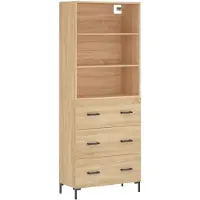 vidaXL Highboard chêne Sonoma 69,5x34x180 cm Matériau dérivé du bois