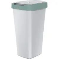 Prosperplast Poubelle 25 litres KEDEN COMPACTA Q - couleur frêne avec cadre vert clair