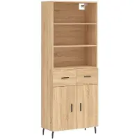 vidaXL Highboard chêne Sonoma 69,5x34x180 cm Matériau dérivé du bois