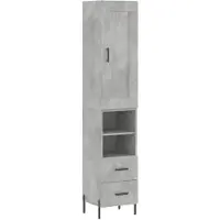 vidaXL Highboard gris béton 34,5x34x180 cm Bois composite