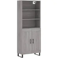 vidaXL Highboard Gris Sonoma 69,5x34x180 cm Matériau dérivé du bois