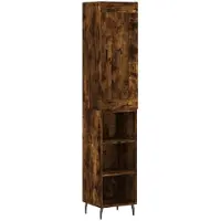 vidaXL Highboard chêne fumé 34,5x34x180 cm bois composite