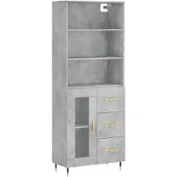 vidaXL Highboard gris béton 69,5x34x180 cm Bois composite