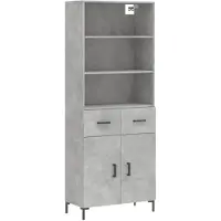 vidaXL Highboard gris béton 69,5x34x180 cm Bois composite