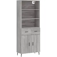 vidaXL Highboard Gris Sonoma 69,5x34x180 cm Matériau dérivé du bois