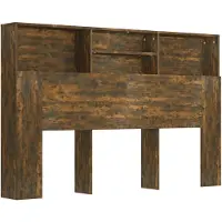 vidaXL Tête de lit avec étagères chêne fumé 160x19x103,5 cm