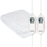 Auronic Couverture électrique - - 2 personnes - 160x140cm - avec élastiques d'angle et 2 contrôleurs - Blanc
