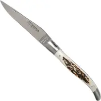 Laguiole En Aubrac 12 cm Doubles Platines, corne de cerf guilloché à la main, L0712BCI/FSB1