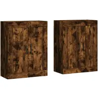 vidaXL Armoires murales 2 pcs. Chêne fumé Matériau dérivé du bois