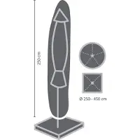 Perel Housse extérieure pour parasol ou parasol flottant jusqu'à Ø 4,5 m, gris, 250 cm x 64 cm