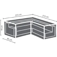 Perel Buitenhoes voor tuinset, grijs, L-vormig, 215 cm x 215 cm x 70 cm