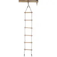 Swing King échelle de corde 210 cm 6 marches 30 cm bois marron clair