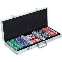 Aosom mallette de poker set de jetons de poker mallette de jetons aluminium + polystyrène 55,5 x 22 x 6,5 cm