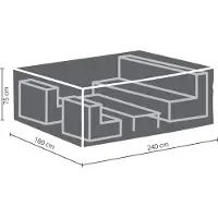 Perel Housse extérieure pour set de jardin, grise, rectangulaire, 240 cm x 180 cm x 75 cm