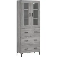 vidaXL Highboard Gris Sonoma 69,5x34x180 cm Matériau dérivé du bois