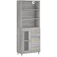 vidaXL Highboard Gris Sonoma 69,5x34x180 cm Matériau dérivé du bois