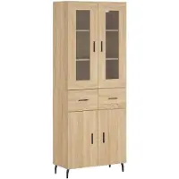 vidaXL Highboard chêne Sonoma 69,5x34x180 cm Matériau dérivé du bois