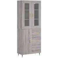 vidaXL Highboard Gris Sonoma 69,5x34x180 cm Matériau dérivé du bois