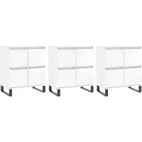 vidaXL Sideboards 3 pcs. Blanc brillant Matériau dérivé du bois