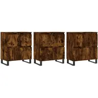 vidaXL Sideboards 3 pcs. Chêne fumé Bois composite